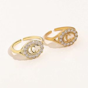 70% de desconto 2023 Novas jóias de moda de alta qualidade de luxo para nova genuína abertura de ouro genuíno de abertura dupla de diamante embutido temperamento simples high ring anel