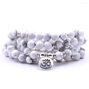 Странд модный серебряный 3D Connect White Howlite Elastic Bracelet Tiger Eye камень духовные украшения