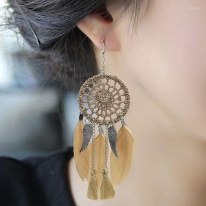 Stud Earrings European And American Retro Ethnic Style Woven Wild Feather Pu Mengwang Fashion Women