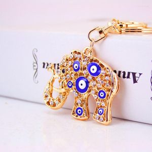 Keychains Creative Turkish Evil Eye Blue Elephant Key Chain Women's Bag Accessories Animal Metal Pendant Ring