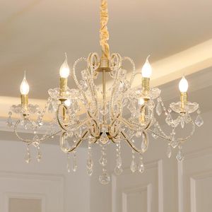 Lampadari Appesi Lampadario in oro per soggiorno Lustro Cristal Camera da letto Sala da pranzo Decorazioni per matrimoni Apparecchi di illuminazione Casa KroonluchterChandelie