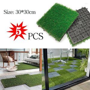 Decorative Flowers 5pcs Artificial Grass Lawn Fake Turf Outdoor Simulated Ground Plants Carpet Square Floor Lawns For Home Garden Wedding