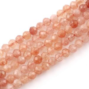 Pärlor Natural Stone Facetter Sunstone Bead Round Loose For Jewelry Components Making DIY Armband Halsband 2 3 4mm 15 '' Partihandel