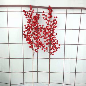 Fiori decorativi Simulazione Ramo artificiale Frutta natalizia Bacche rosse Home Party Office Decor Pianta appesa a parete Piante finte