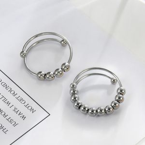 Edelstahl Drehen Perlen Angst Ringe Einstellbare Stress Relief Fidget Ring Für Frauen Männer Mode Schmuck Geschenk