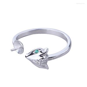 Clusterringe 925 Sterling Silber Damen Verlobung Ehering Kristall 6mm7mm8mm Perle oder runde Perle Semi Mount Feine Schmuckfassung