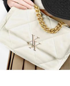 Shoulder Bag Fashion Designer Bag Luxury Women's Handbag Gold Chain Buckle Design White