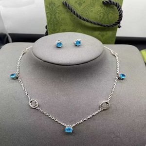 Заводская оптовая торговля 2023 Новые роскошные высококачественные модные украшения для двойного морского синего бриллиантового ожерелья Тенденция