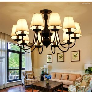 Pendant Lamps Vintage American Wedding Chandeliers Iron Kitchen Bar Cafe Lighting White Black Blue Led Candle Holders Chandelier Chand