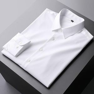 Camicie casual da uomo Camicie da uomo bianche a maniche lunghe non stirate Solid Primavera Autunno Slim Camisas Work Business Chemise HommeMen's