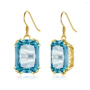 Dingle örhängen Aquamarine Silver 925 Sky Blue Topaz Drop For Women Gemstone Party Valentines Earring Fine Jewelry Gifts