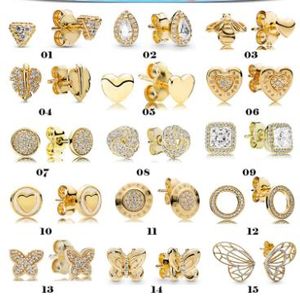 Sterling Silber 925 Anhänger für Frauen Pandora Armband Gold Love Series Ohrringe Biene Schleife Temperament Ohrringe