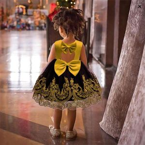 Kız Elbiseleri Prenses Elbise Satıyor Toddler Kızlar 1-5 Year Patchwork Yay Kabarık Balo Gowns Sırtsız Çiçek Nakamı