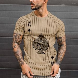 T-shirt mody T-shirt dla mężczyzn Summer 2023 Tops w stylu ulicznym Ov-Neck Ogniarna koszula poker krótki rękaw Zebra Stripe 3D