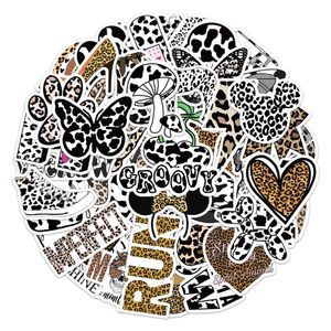 50pcs leopard impressão graffiti adesivos preto branco para carro bebê capacete lápis Diário do diário de laptop planner decoração álbum Kids Toys Guitar Diy Decals