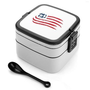 Dinnerware Sets Revolution England Double Layer Bento Box Portable Lunch For Kids School Mls Team Usa Us Canada Sport Socc