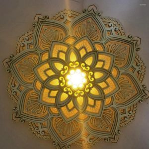 Wall Lamp Mandala Yoga Room Night Light LED Multilayered Laser Cut Carved Elegant Acrylic Hanging Creative