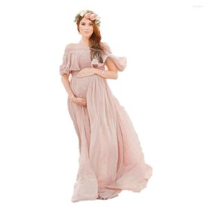 Kadın pijama zarif annelik elbiseleri fırfırlı kısa kollu son özel elbise po pregant kadınlar parti düğün geceleme pijamaları