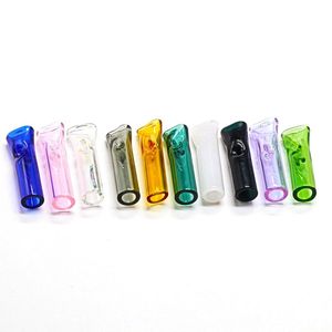Transparente Glas-Rauchpfeifen mit flachem Ende, Zigarettenspitze, Farbe, tragbares Mini-Pfeifenzubehör