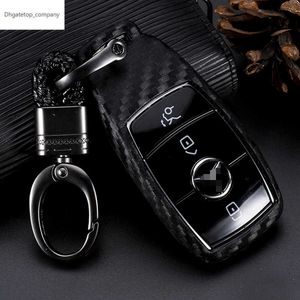 Look New Carbon Fiber Silicone Remote Car Key Case Cover Shell Keychain for Mercedes Benz A C E S Class W203 W204 W212 W213 W176