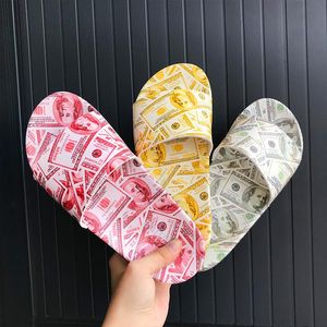 Slippers Summer Europe America Fashion Women Non-Slip Flat Sandals Casual Outdoor Flip Flops Ladies Dollar Graffiti Slides