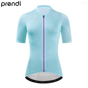 Racing Jackets PRENDI 2023 Women Cycling Jersey Wholesale Pro Full Zipper Bicycle Clothing Breathable Female Outdoor Sports Bike Wear