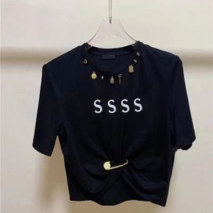 Tshirt Summer Designer Clothes Women T Shirts Short Sleeve White Black Color Round Neck Letter Print Crop Top Tee Female Casual Streetwear op ee