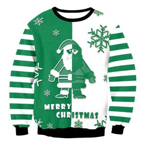 Sweaters masculinos Feliz Natal Carta de Natal Casais Feio o Pescoço Casual Funny Sweetshirts Cute Santa Holiday Holiday Jumper Topsmen's