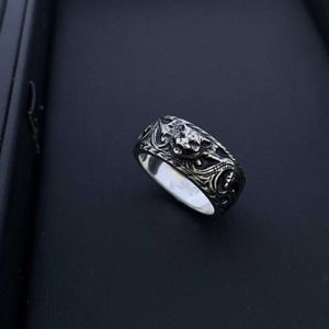 Band Rings Fashion Collection 2023 Nya lyxiga högkvalitativa modesmycken för silver antik tolv zodiak tigerhuvud ring personlig unisex pddg