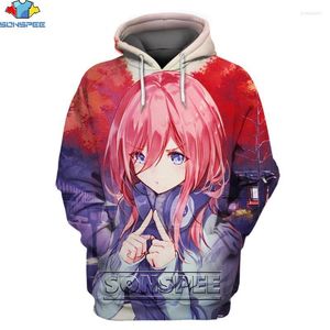 Felpe con cappuccio da uomo Felpe 3D Anime The Quintessential Quintuplets Stampato Harajuku Otaku Cartoon Fashion Pullover Oversize Casu