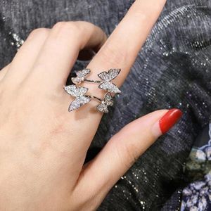 Wedding Rings Butterfly Hollow For Women 2023 Open Adjustable Shine Vintage Weddings Party Jewelry Gifts