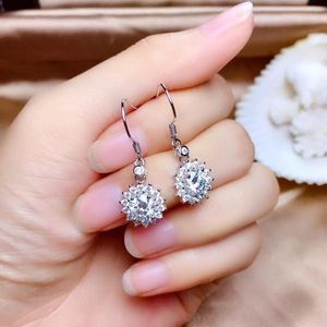 Dangle Earrings The United States Imported Mossan Zircon Snowflake Eight Hearts Arrows High Carbon Female