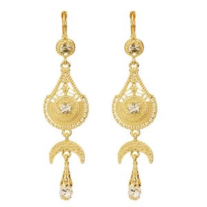Dangle Earrings & Chandelier Sunspicems Gold Color Long Drop Earring Crystal Algeria Moroccan Bride Wedding Jewelry Arabic Ethnic Moon