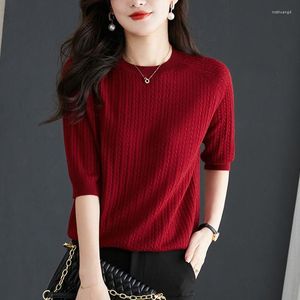 Frauen Blusen Mode Oansatz Einfarbig Gestrickte Alle-spiel Bluse frauen Kleidung 2023 Frühling Casual Pullover Tops Lose koreanische