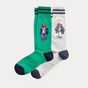 2023 Polo Bear Socke 2er-Pack Mode Cartoon süße Socken Harajuku Frauen Stretch Baumwollsocken mit Web Knöchelsocke Hipster Skatebord Knöchel lustige Socke A1