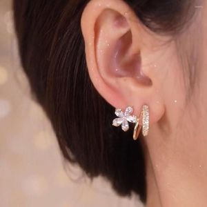 Stud Earrings 1 Pair Beautiful Female U Ring Korean Style Cubic Zirconia Jewelry Gifts Ear Studs Women