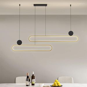 Lâmpadas pendentes Luzes modernas lideradas para sala de estar em sala de estar interna Lustre de cozinha de candidato a candidato de escritório Cafe Long Strip Lamp Iluminação