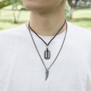 Hänghalsband europeiska och amerikansk personlighet design dubbelskikt halsband ins retro vax linje kedja hip hop fan punk mode