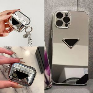 Luxury Mirror Phone Cases for iPhone 15 14 Pro Max 13 Mini 12 11 Pro XS Max XR X Plus Back Shell Glossy Plating Silver Acrylic Mirror Plain Fashion Designer Brand Cover