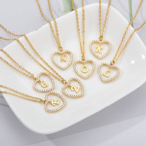 Iniziali Collana con ciondolo a cuore per donna 26 lettere Zircone Amore Collane Ragazze Miglior regalo la prima lettera Accessori Gioielli