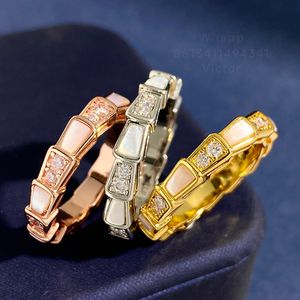 BUIGARI Schlangenschwanz-Designerring für Damen, diamantvergoldet, 18 Karat, Größe 6, 7, 8, offizielle Reproduktionen, Geschenk im klassischen Stil für Freundin, mit Box 007