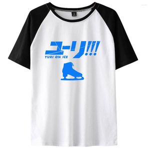 Magliette da uomo skater anime yuri su ghiaccio t-shirt stampa stampa cosplay manica corta maglietta casual maglietta raglan