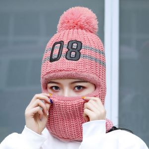 Beanies Beanie/Kafatası Kapakları 6 Renk Balaclava Kadınlar Örme Şapkalı Eşarp Boyun Sıcak Kış Şapkaları Erkekler için Kadın Kafatasları Sıcak Polar Kapa#4