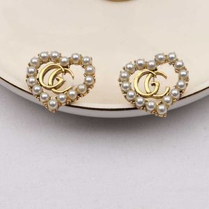 20% OFF 2023 New Luxury High Quality Fashion Jewelry for new personality Love with diamond inlaid pearl net red double lovely couple Earrings female