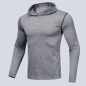 T-shirt da uomo Autunno Inverno Camicia sportiva T-shirt manica lunga da uomo Allenamento di pallacanestro Running Fast Dry Maglione da uomo Fitness con cappuccio