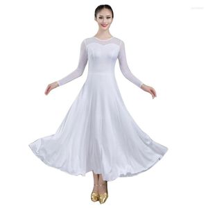 Scene Wear White Women Ballroom Practice Dress Dance Costumes Spanish Flamenco