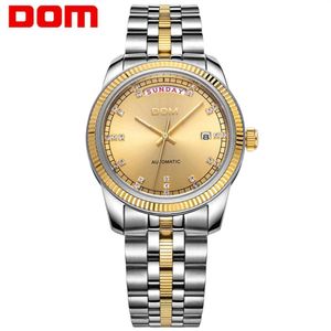 DOM Top Brand Luxury Mechanical Automatic Mens Watches Full Rostfri SAPPAIR Fashion Waterproof Business Watch Men M-82G-9M284X