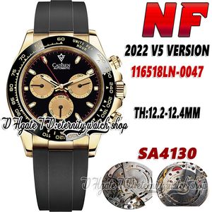 2022 NF V5 CF116518 Herrklocka TH 12.4 SA4130 Chronograph Automatic Black Dial SS 904L Rostfritt stål Guldfodral Gummiband Super Edition Eternity Stoppur Klockor