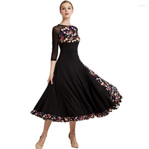 Abbigliamento da palcoscenico Stampa Abito da ballo standard Abiti da ballo Flamenco Costume spagnolo Valzer Frangia