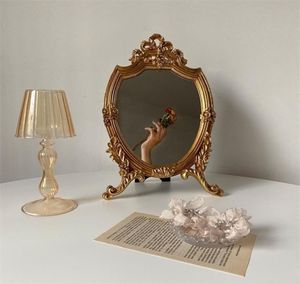Cutelife ins grote ronde hars make -up spiegel vintage woonkamer huis decoratieve tafel spiegel spiegel slaapkamer staande spiegel 2204788403
